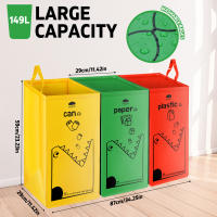 Bandeja De Reciclaje 149L Impermeable Con Bolsa De Basura Reciclable Y Estampado Colorido - Almacenamiento Plegable Para Botellas Para Cocina Y Hogar - details 0