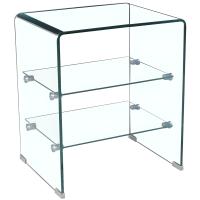 Mesa Auxiliar De Cristal Curvado Con Estantes - 50 x 40 cm - DECOLUNAHOME - details 2