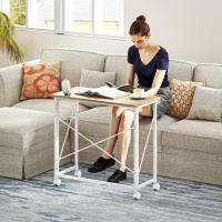 HOMCOM Escritorio Plegable con Ruedas Mesa Escritorio Compacta Mesa de Ordenador Portátil para Casa Oficina Espacios Pequeños 80x40x75 cm Natural - details 1