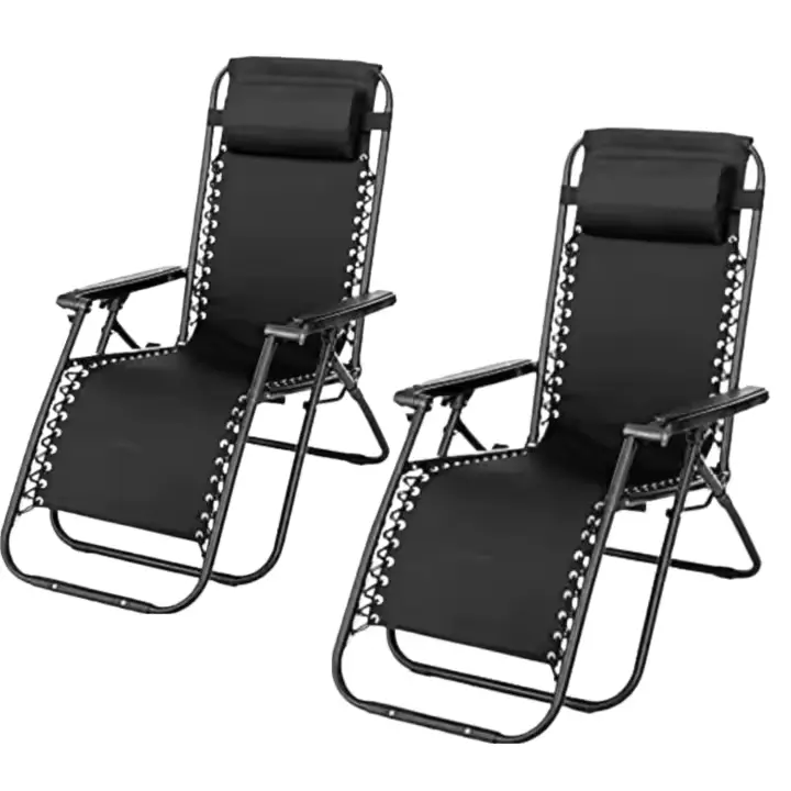 【PACK 2 SILLAS】 Silla plegable gravedad cero tumbona ajustable sillón reclinable con reposacabeza gravedad, medida 165x65x110 peso 6kilos cero para playa, jardín, terraza, patio - 1