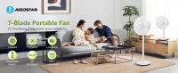 Aigostar Ventilador de Pie, 7 Aspas y 40 cm de Diámetro, 2 en 1 Ventilador de Pie & Ventilador de Sobremesa, 45W,  Oscilante 90°, 3 Velocidades y Altura Ajustable 70/110cm, Brisk. - details 0