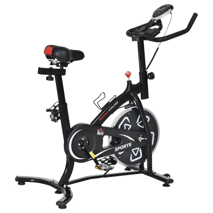 HOMCOM Bicicleta estática Bicicleta de fitness Bicicleta de interior con pantalla LCD multifunción Bicicleta de entrenamiento cardiovascular Sillín y manillar ajustables Acero negro - 1
