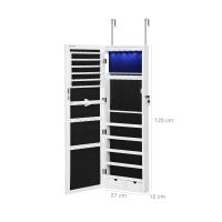Espejo joyero con luz led, organizador montado en la pared con cierre seguro, colgante para puerta, espejo y compartimentos, perfecto para pendientes, collares - details 5