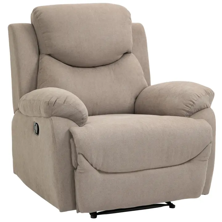HOMCOM Sillón Reclinable de Salón Sillón Relax Reclinable Manual con Reposabrazos y Reposapiés Carga 150 kg Sofá Relax para Salón Dormitorio Beige - 1