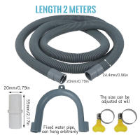 Kit De Tubo De Desagüe Para Máquina De Lavar La Ropa Y Secadora 6.6FT Reemplazo Compatible Con Lavavajillas Y Otros Usos Material PP Amigable Con El Medio Ambiente - details 0