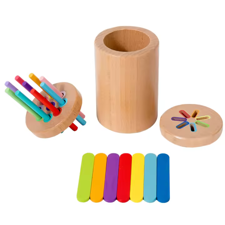 Juguetes Montessori De Madera Para Niños Edad 1-3 Años Juego De Alineación Sensorial Y Desarrollo De Habilidades Motoras Finas Regalo Educativo - 1