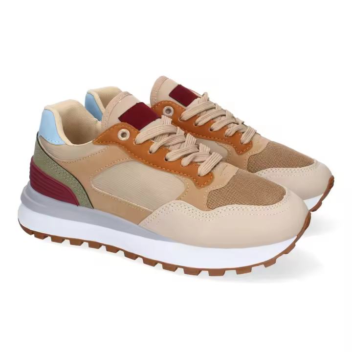 PuntoSalao Zapatillas cómodas sneakers para mujer color beige TT-56 - 1