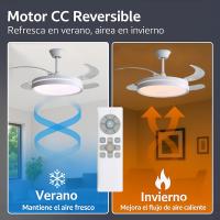 Ventilador de Techo con Luz LED Regulable y Mando – Motor Silencioso, Función Verano/Invierno, Ideal para Dormitorio o Salón - details 1