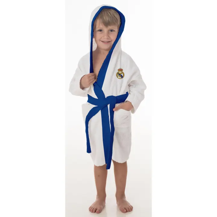 Bimba Pimba Albornoz infantil con capucha Real Madrid (Producto con licencia oficial) Tallas 2/4, 6/8, 10/12 y 14/16 - 1