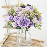 Bouquet De Flores Artificiales Peonía Otoño Rosa Silken Hydrangea Decoración Para Casamiento Hogar Jardín Accesorios De Falsa Planta Para Invierno - details 4