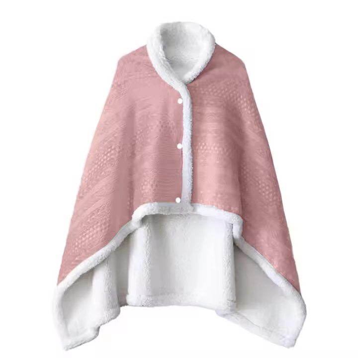 Manta Poncho de Invierno de Forro Polar Suave y Cálido con Botones Manta Capa Térmica 100x140cm para Oficina Viajes y Hogar para Adultos Adolescentes y Niños - 1