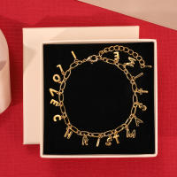 Encanto Pulsera navideña para mujer, regalo de fiesta, moda, temperamento, cobre, circonita, 14 quilates, colgante de letra - details 15