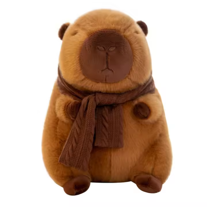 Muñeca De Capybara De Peluche Kapibala Con Bufanda Removible Juguete Textil Para Decoración De Hogar Y Coleccionistas - 1