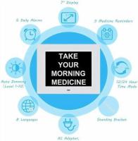 Reloj digital de 7 pulgadas con fecha y día de la semana para personas mayores con Alzheimer y demencia, con recordatorio de medicación, 3 modos de visualización, fuente grande. - details 0