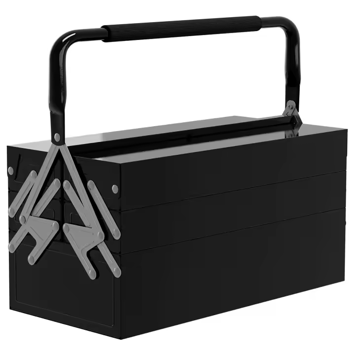 DURHAND Caja de herramientas metálica - Caja de herramientas - Caja de herramientas 3 niveles 5 bandejas retráctiles - Chapa de acero negro - 1