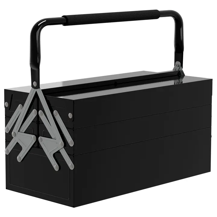 DURHAND Caja de herramientas metálica - Caja de herramientas - Caja de herramientas 3 niveles 5 bandejas retráctiles - Chapa de acero negro - 1