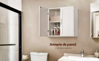 Armario de Baño Pared 59,5x31x59,5cm Mueble Baño Suspendido con Dos Puertas Armario Colgante para Cocina Cuarto de Baño,Lavadero,Ajustable Bandeje y Antivuelco - details 0