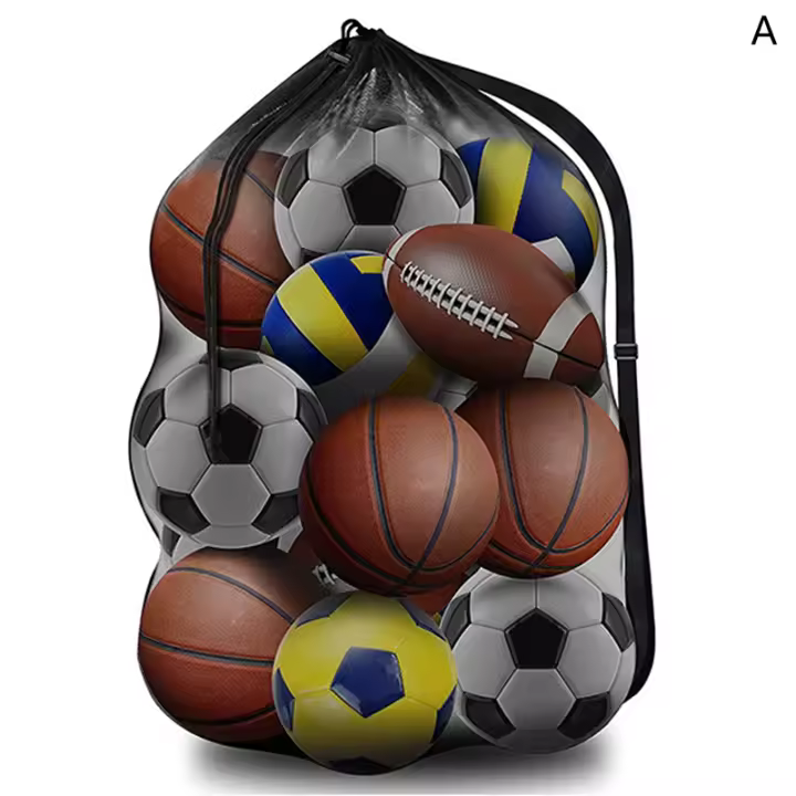 Bolsa De Red Extra Grande Para Baloncesto Con Cordón Y Bolsillo Cerrado Ideal Para Fútbol Voleibol Y Baloncesto Almacenamiento Deportivo - 1