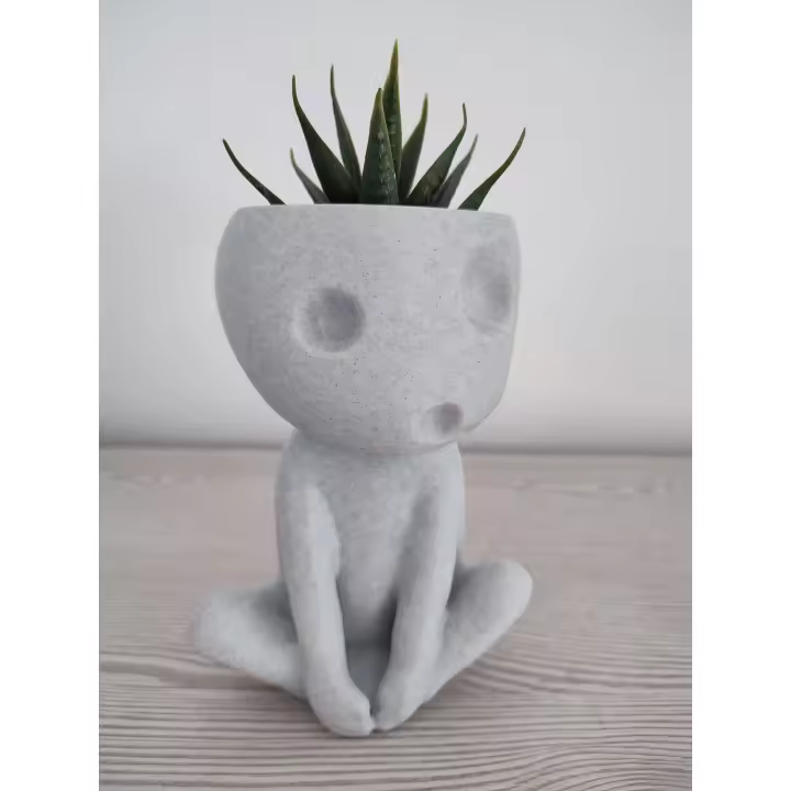 Maceta con forma de Kodama sentado - Espíritu del bosque - Decoración para el hogar y jardín - 3DRoots - 1
