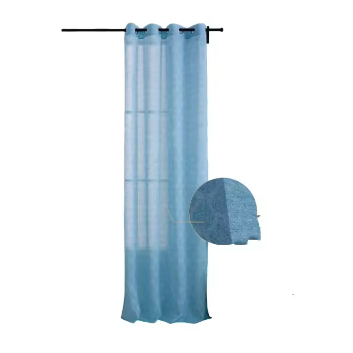 Cortina de tela semitranslúcido lino y poliéster con diseño de hojas.140x260cm,decoracion para hogar. - 1