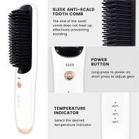 4800mAh Cepillo Alisador de Pelo sin Cable Cepillo Alisador Eléctrico Plancha de Barba para Hombre Peine calefactor recargable - details 5