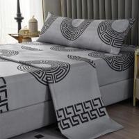 Juego de Sábanas 4 Piezas Gris Grafito con Patrón Negro "Lazos Infinitos" - Elegancia Minimalista y Lujo Contemporáneo | Incluye Sábana Ajustable, Cubrecama Fluido + 2 Fundas de Almohada | Talla Cama 200x200 cm - details 1