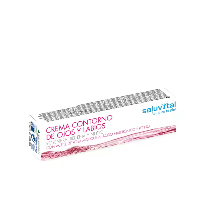 Saluvital Crema Contorno de Ojos y Labios con Aceite de Rosa Mosqueta, Ácido Hialurónico y Calcio. Todo Tipo de Pieles. Regenera, Rellena y Nutre. - 1