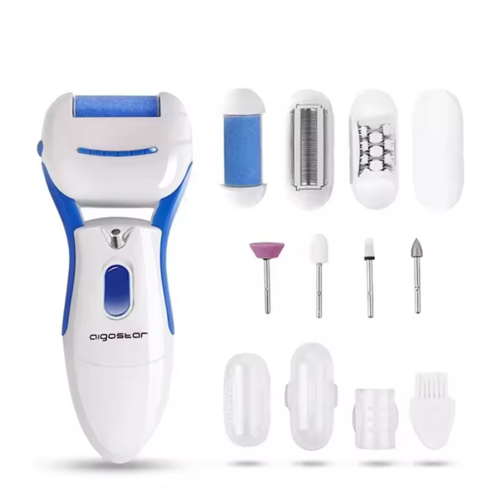 Aigostar Smooth 32JVR - Set de Belleza 5 en 1: Pedicura, Manicura, Depilación, Afeitado y Eliminación de Callos y Piel Muerta. Incluye 7 Cabezales, Luz LED, Potencia 3V, Inalámbrica - 1