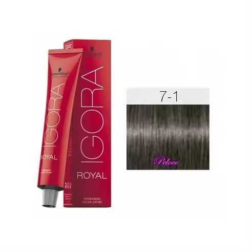 Tinte Igora Royal 7-1 Rubio Medio Ceniza 60 ml. Schwarzkopf - 1