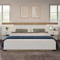 Cama Doble Cama con 2 tocadores LED junto a la noche y Toma USB C 140x200 cm Cama de Madera incluye 2 Mesitas de noche Full Dormitory -- 205x244x90,5 cm (L/AN))/A) juego De Roble Sonoma/Blanco (sin colchón) - details 0