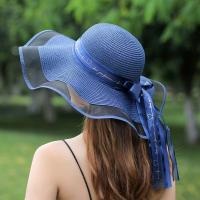 Sombrero De Paja Para Mujer Estilo Coreano Gran Alas Protección Solar Versátil Moda Vacaciones Playa Verano 2023 - details 0