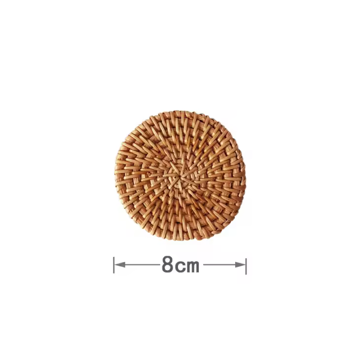 Mantelos Redondos Hechos a Mano De Rattan Y Algodón Ecológico 8-20cm Coaster Bowl Mats Tapete De Té Insulación Pad Japón Estilo - 1