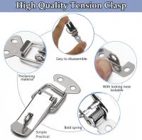Allecto - RVS Spanningsluiting - 4 stuks - Veerbelast - Zilver - Gereedschapskist - Kist clamp dop lock - Tuimelvergrendeling - Roestvrijstalen lade - Geschikt voor kast - details 4