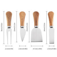 Conjunto De 4 Cuchillos Para Queso Leeseph Con Mango De Madera Acero Inoxidable Para Charcutería Y Cortador De Mantequilla - details 5