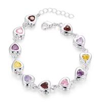 Pulsera de plata de ley 925 para mujer, brazalete elegante con colgante de piedra de cristal, joyería bonita a la moda - details 0