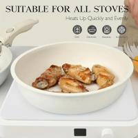 5pcs White Nonstick Cookware Set with Detachable Handles - Stackable, Oven Safe Pots & Pans for Camping and Home Kitchen - details 2