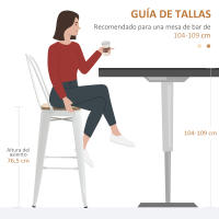 HOMCOM Juego de 4 Taburetes Altos de Cocina Apilables con Respaldo Alto Taburetes de Bar con Reposapiés Asiento de Madera y Marco de Acero Carga 120 kg 44x48x117 cm Blanco - details 6