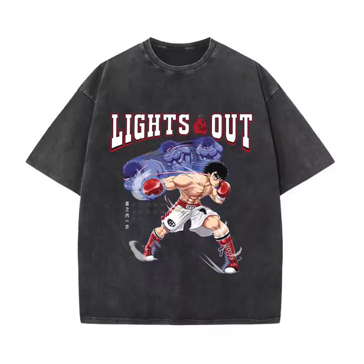 Camiseta De Algodón Vintage Lavada Anime Hajime No Ippo Kamogawa Boxing Gym Para Hombres Y Mujeres Y2K Hip Hop Top De Verano - 1