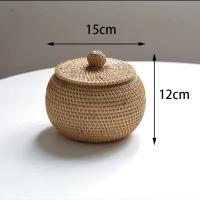 Cesta de Almacenamiento de Ratán Redonda with Tapa para Pan y Snacks de Frutas Estante de Mesa Organizador de Hogar - details 0
