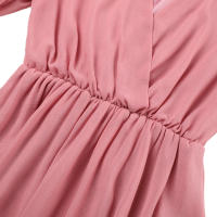 Vestido De Mujer En Chiffon Blanco Para Verano 2024 Cuello V Manga Corta Ajustado Estilo Coreano Vintage Longitud De Pierna Vestido Formal - details 11