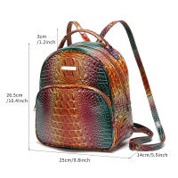 Mochila De Lujo Con Patrón De Cocodrilo Vintage Viaje Clásico Preppy Escuela Mochila De Día Para Mujer Material PU - details 2