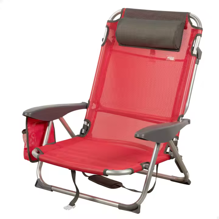 Aktive Silla de playa plegable, Silla de playa reclinable, Silla multiposición, Azul, 51x45x76 cm, Cojín acolchado, Asas de transporte, Soporta 110 kg, Sillas de playa, Sillas de playa bajas, Multiposición, Respaldo reclinable - 1