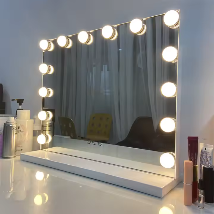 Espejo de tocador Hollywood grande con iluminación, espejo de maquillaje con 14 luces y 3 modos de iluminación, espejo de tocador para dormitorio y vestidor. - 1