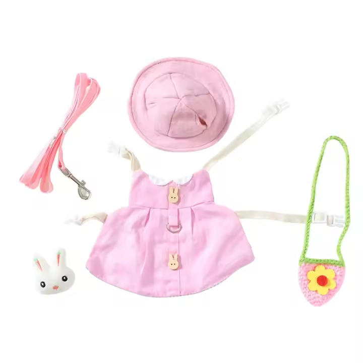 Juego De Arnes Y Correa Para Pequeños Animales Con Estampado De Vestidos Para Cochinillas Conejos Y Ratones Ideal Para Caminar Al Aire Libre - 1