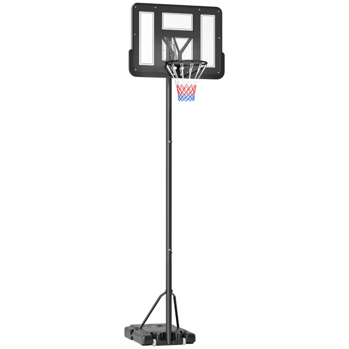 HOMCOM Canasta de Baloncesto de Exterior con Altura Ajustable 220-365 cm Aro de Baloncesto con Soporte Canasta de Baloncesto con Ruedas Base Rellenable Negro - 1