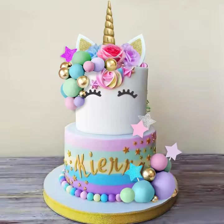 38 PCS Decoraciones De Pastel De Unicornio Con Flores Bolas Estrellas Para Fiesta De Cumpleaños Para Niños Y Niñas Baño De Lácteos Suministros De Decoración De Pastel - 1