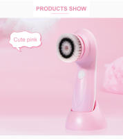 Limpiador facial eléctrico tres en uno, cepillo de limpieza facial con masaje giratorio multifunción, dispositivo de limpieza facial para limpieza de poros y espinillas, rosa - details 17