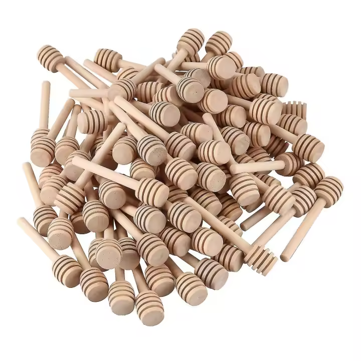 100 Pack Of Mini 3 Inch Wood Honey Dipper Sticks, Individually Wrapped, Server Compatible with Honey - 1