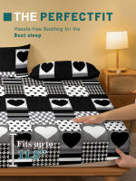 Sábana Ajustada De Corazón Geométrico Sencillo Y Moderno En Acabado Mate Sin Fundas De Almohada Para Dormitorio - details 3