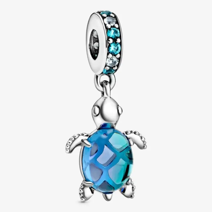 Pandora Charm de Colgante en Plata de Ley Tortuga marina de cristal de Murano 798939C01，Incluye Caja Original - 1